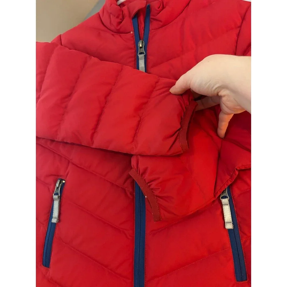 HANNA ANDERSSON Navy Blue DOWN hooded jacket Zip Sz 110 5 Lightweight Packable